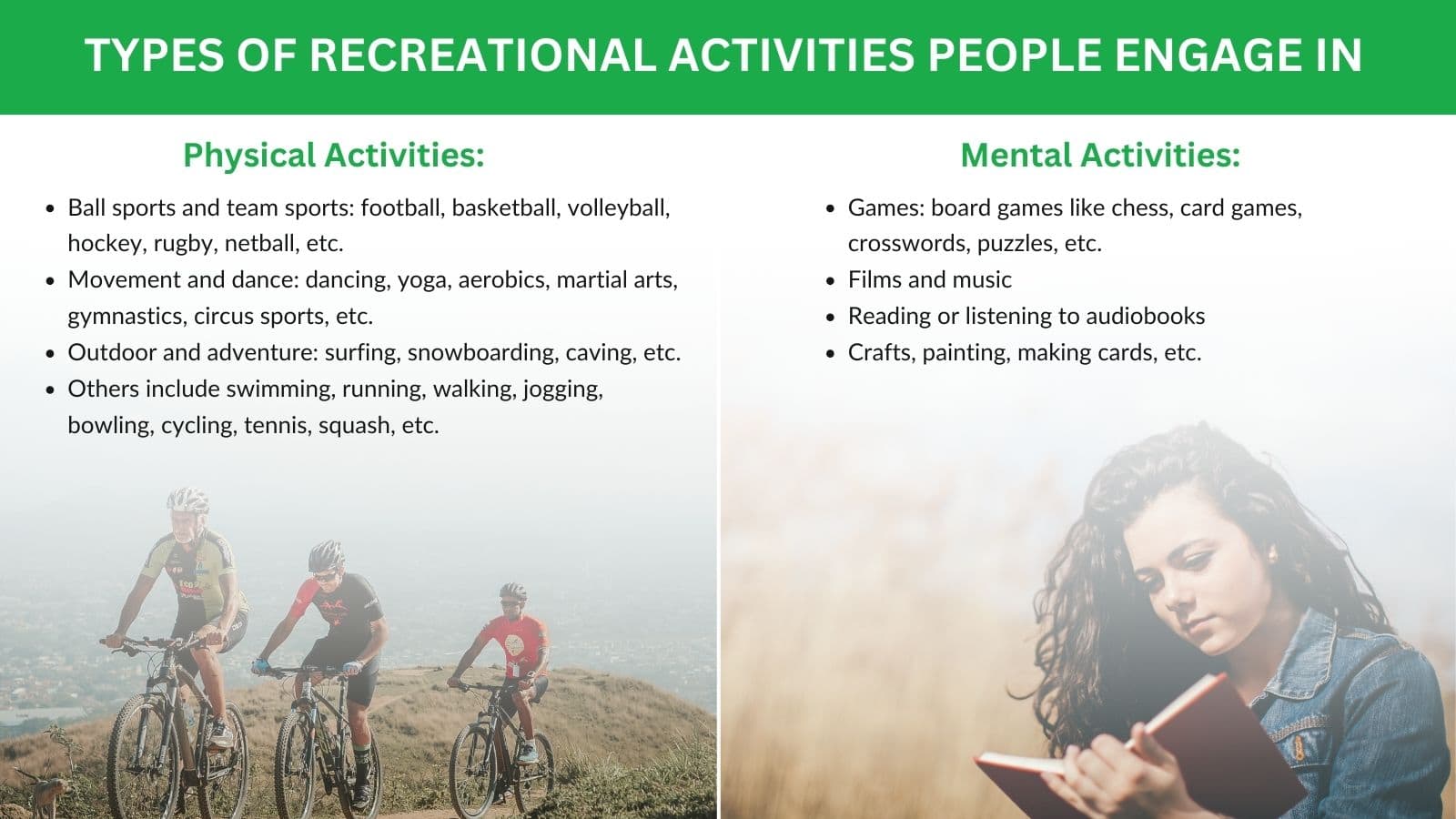 recreational activities people engage in